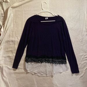 Elle Deep Purple Top with Lace Detail